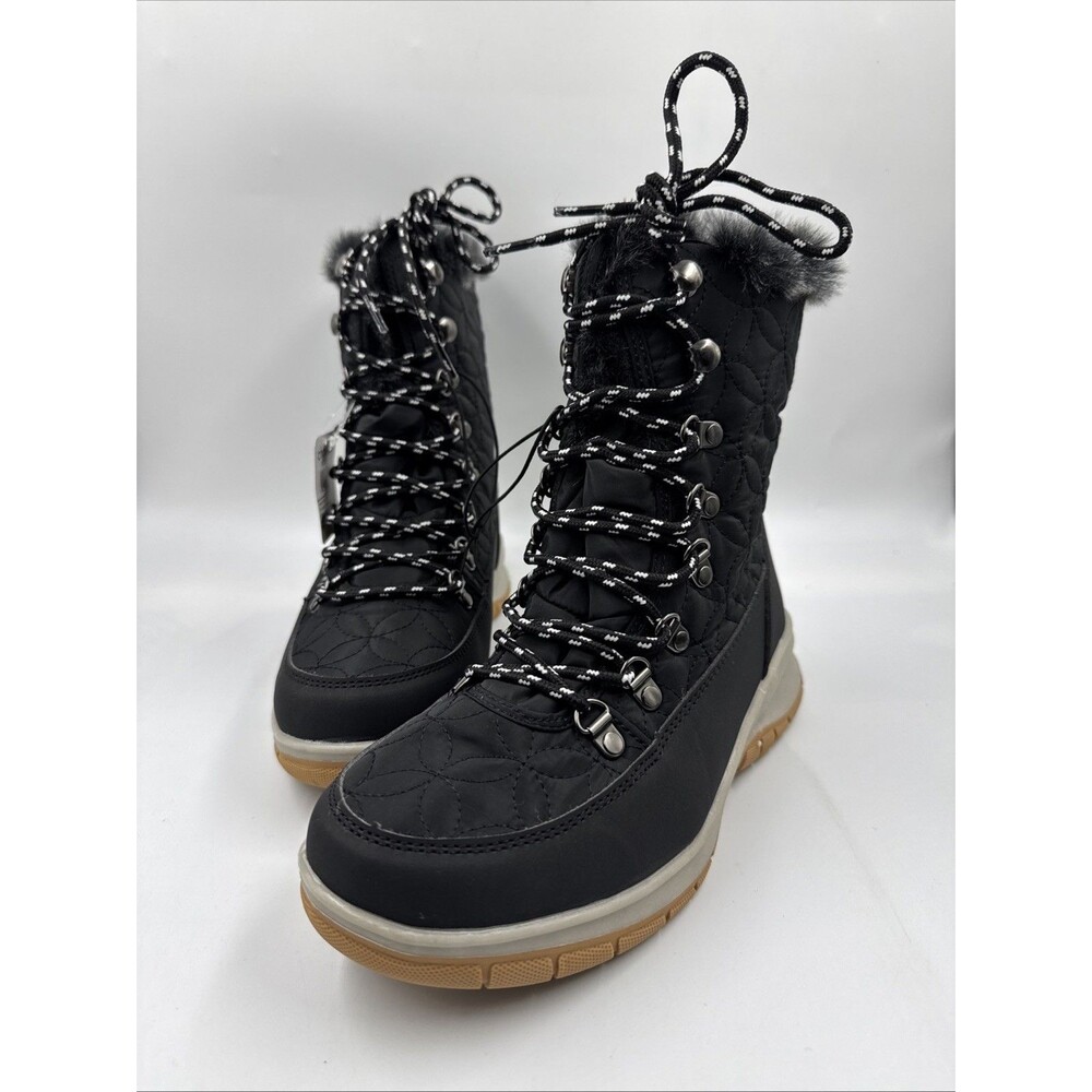 Chooka Women's Belltown Black Mid Faux Fur Insulated Winter Snow Boots 6